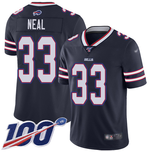 Men Buffalo Bills 33 Siran Neal Limited Navy Blue Inverted Legend 100th Season NFL Jersey